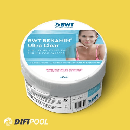 BWT Benamin Ultra Clear | 4 in 1-Komplett-Schwimmbadpflege | Dose je 500g