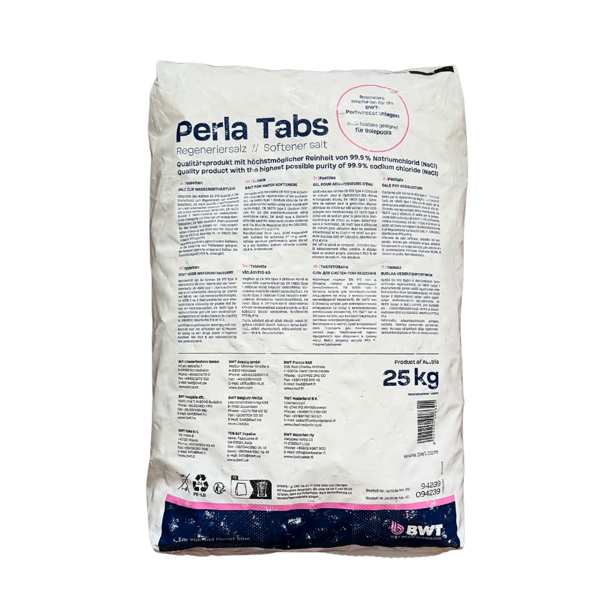 BWT – Perla-Tabs Tablettensalz für Weichwasseranlagen 25 kg