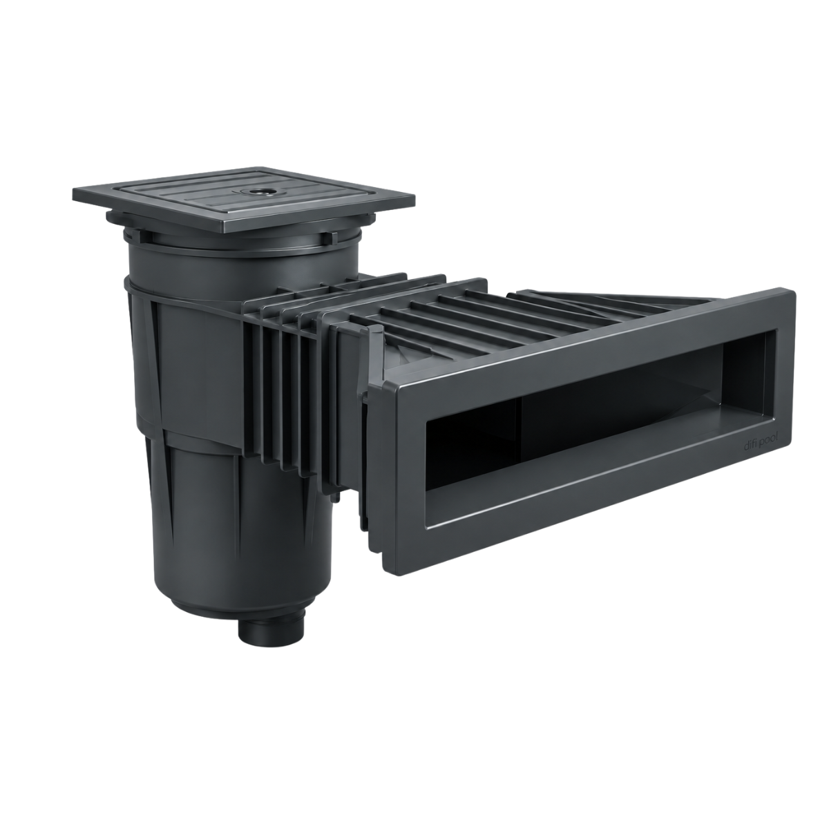 AstralPool Skimmer KS Slim 500 | komplett weiß mit Folienflansch und Blende | antrazith