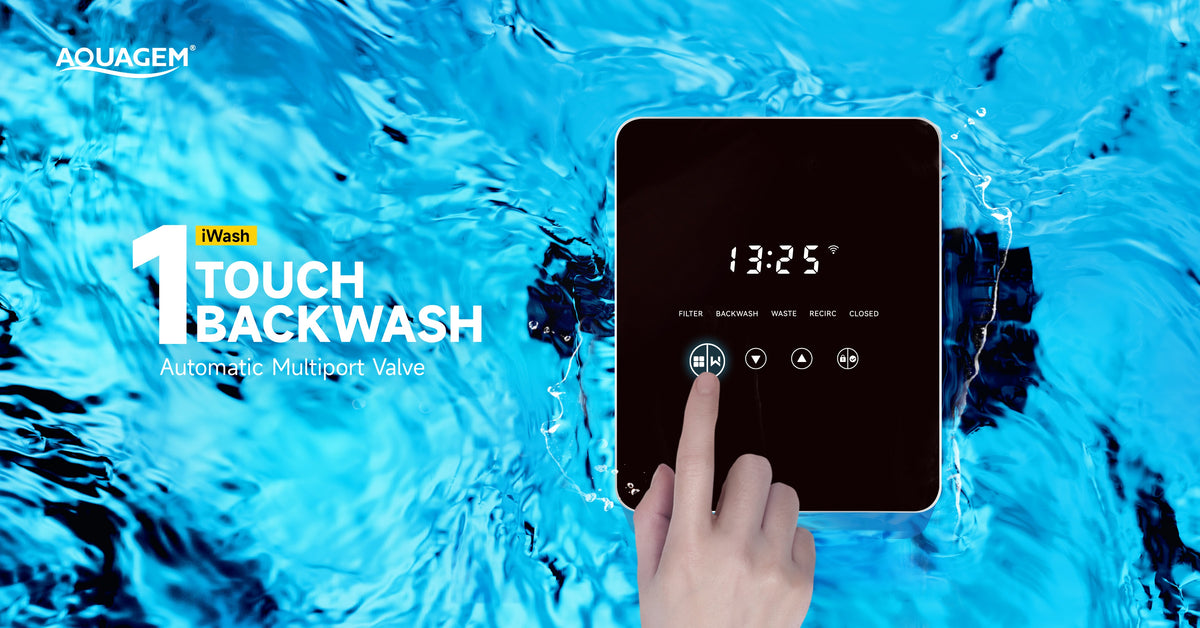 Aquagem iWash - automatisches 6-Wege Ventil für Poolfilteranlagen | ohne Batterie