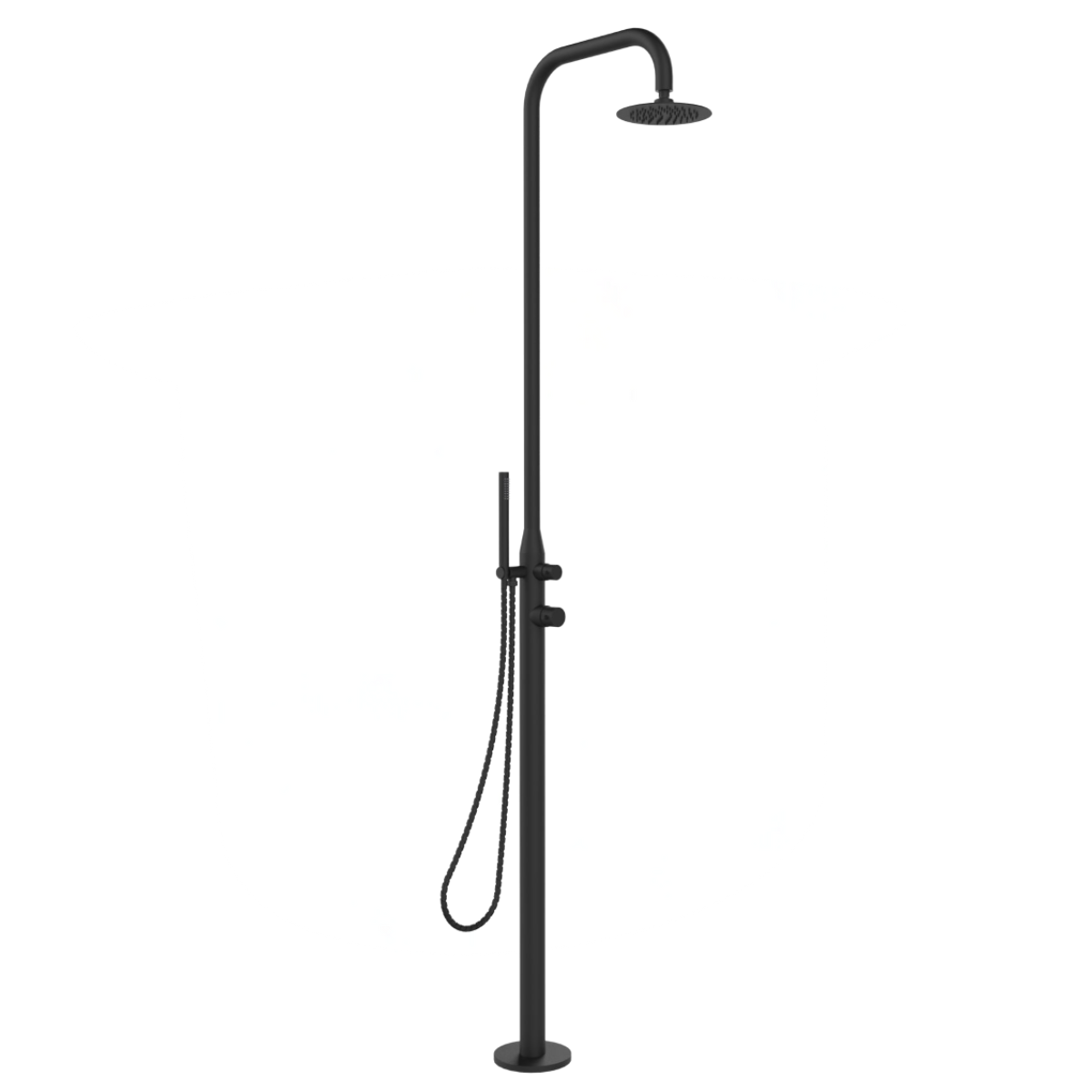 Juist Gartendusche "SCHWARZ" für Kalt-Warmwasser aus Edstahl V4A inkl Vormontagebox,Handbr.