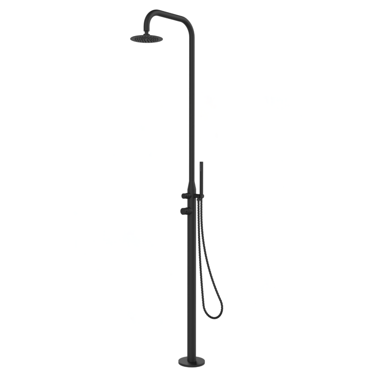 Juist Gartendusche "SCHWARZ" für Kalt-Warmwasser aus Edstahl V4A inkl Vormontagebox,Handbr.