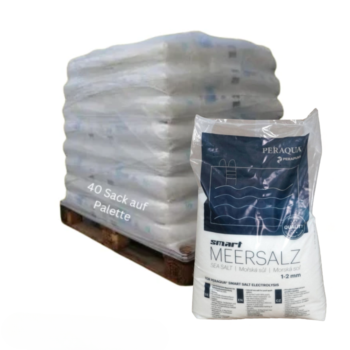 Meersalz - Poolsalz | 40 x 25kg Sack | Körnung 1-2mm | ganze Palette | 1000kg