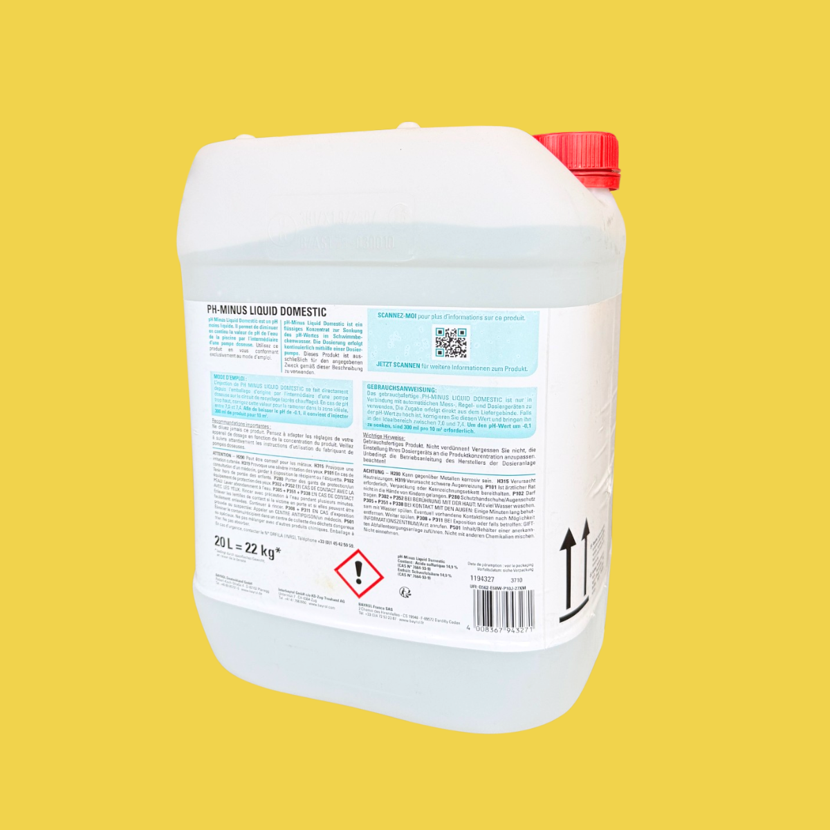 Bayrol pH-Minus Domestic | 14,9% flüssig | 20 Liter (≈ 22 kg)