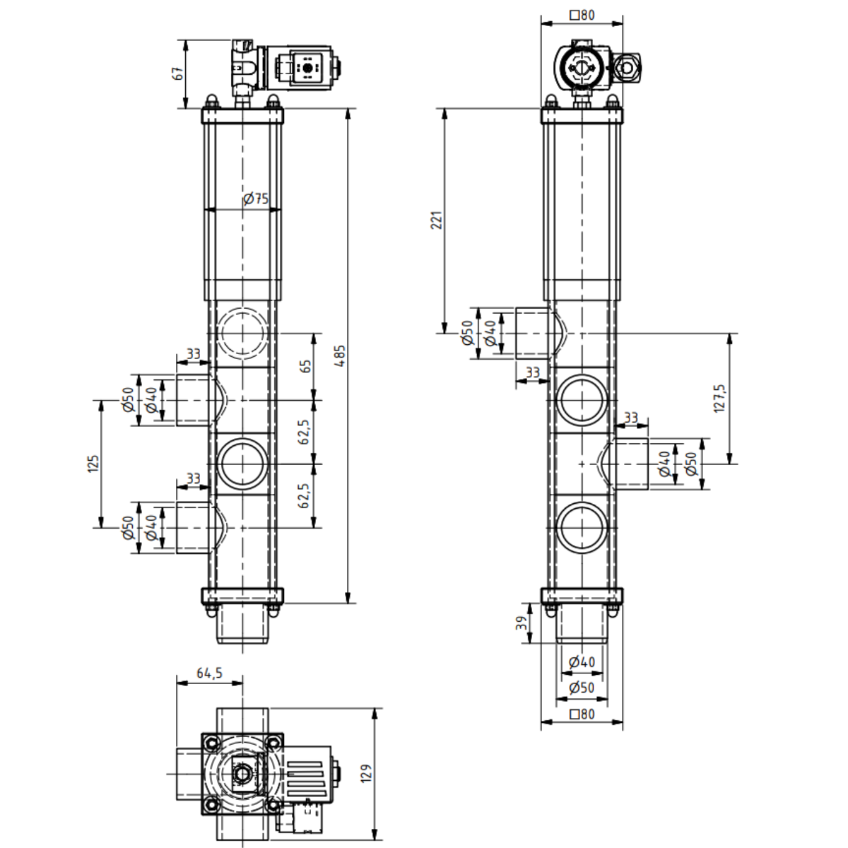 BESGO Rückspülstangenventil DN 50 ink.l 230V Magnetventil | 140mm