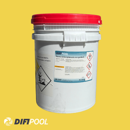 DIFI Anorganisches Chlorgranulat 70 % – 40 kg Fass für kristallklares Poolwasser