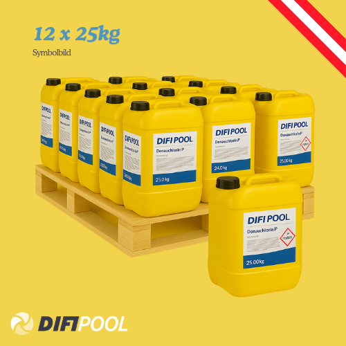 DIFI Chlor flüssig 13% für Dosieranlagen| 12 x 25kg Kanister