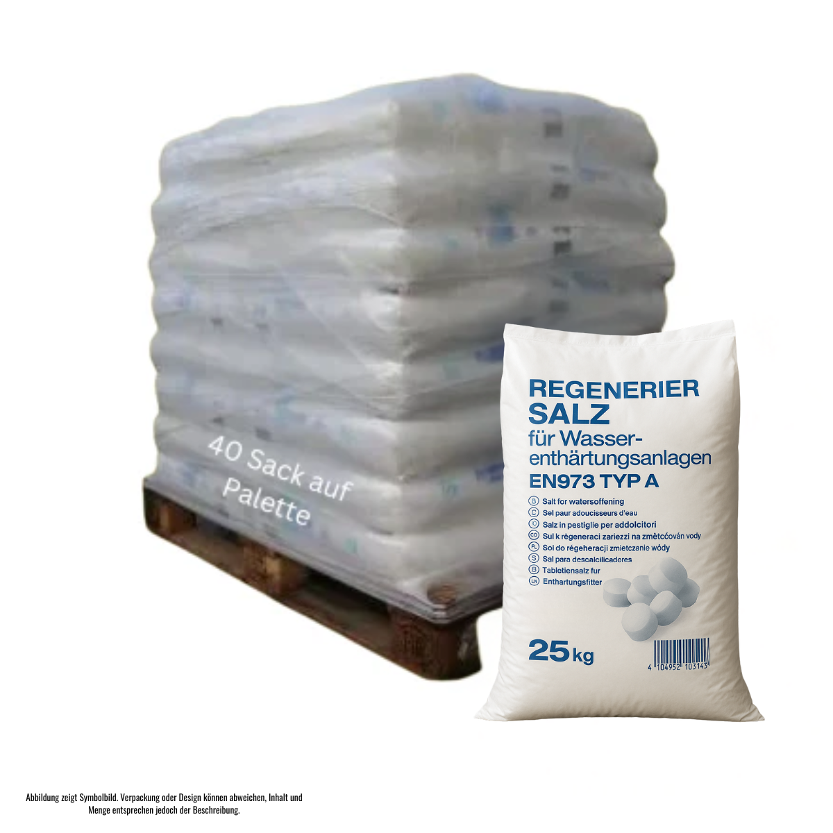 DIFI Regeneriersalz für Enthärtungsanlage | Tablettensalz |  40x 25kg Sack | 1000kg
