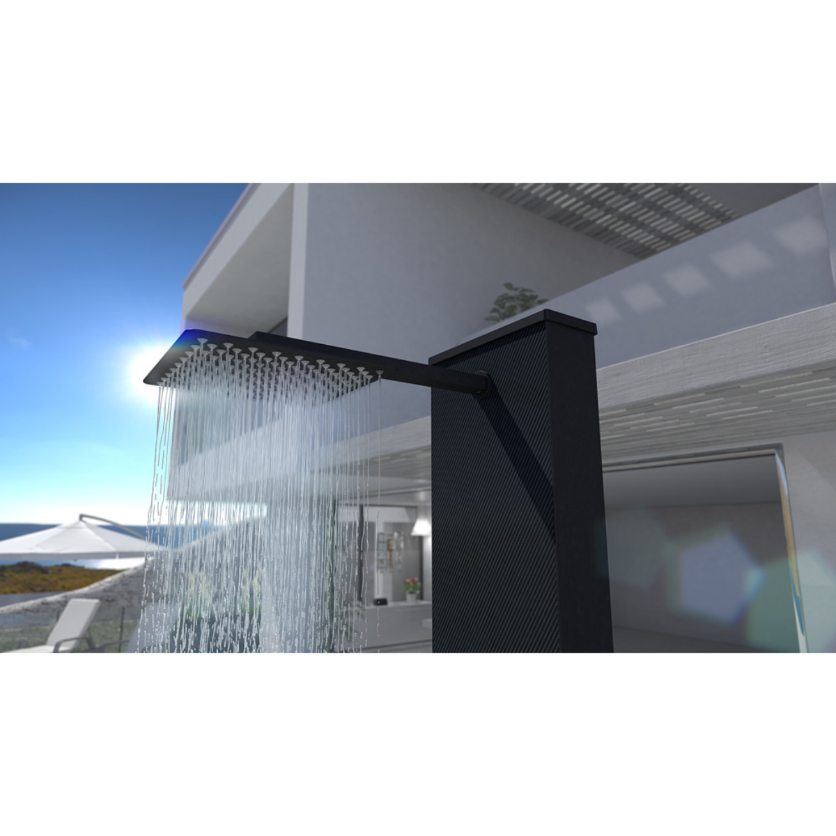Steinbach Straight Line Solardusche | Carbon "Look" | 40 Liter Tank
