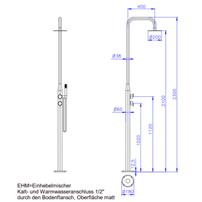 Juist Gartendusche Kalt-Warmwasser aus Edelstahl inkl. Handbrause und Vormontagebox