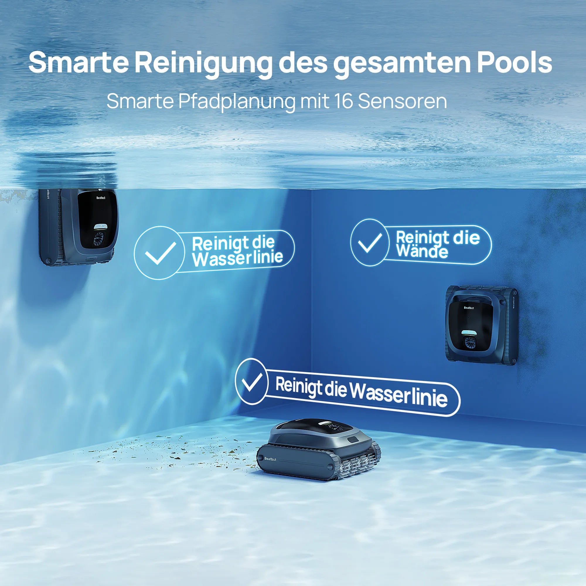 Beatbot AquaSense 2, 3-in-1 Poolreinigungsroboter | bis zu 4h Betrieb| | 3 Jahre Garantie |  PRCSDE02-EU-G