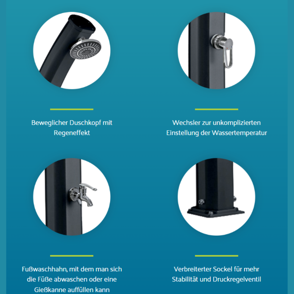 Formidra Jolly | Solardusche mit 33 Liter Tank | Anthrazit | H: 233cm | mit Fußdusche