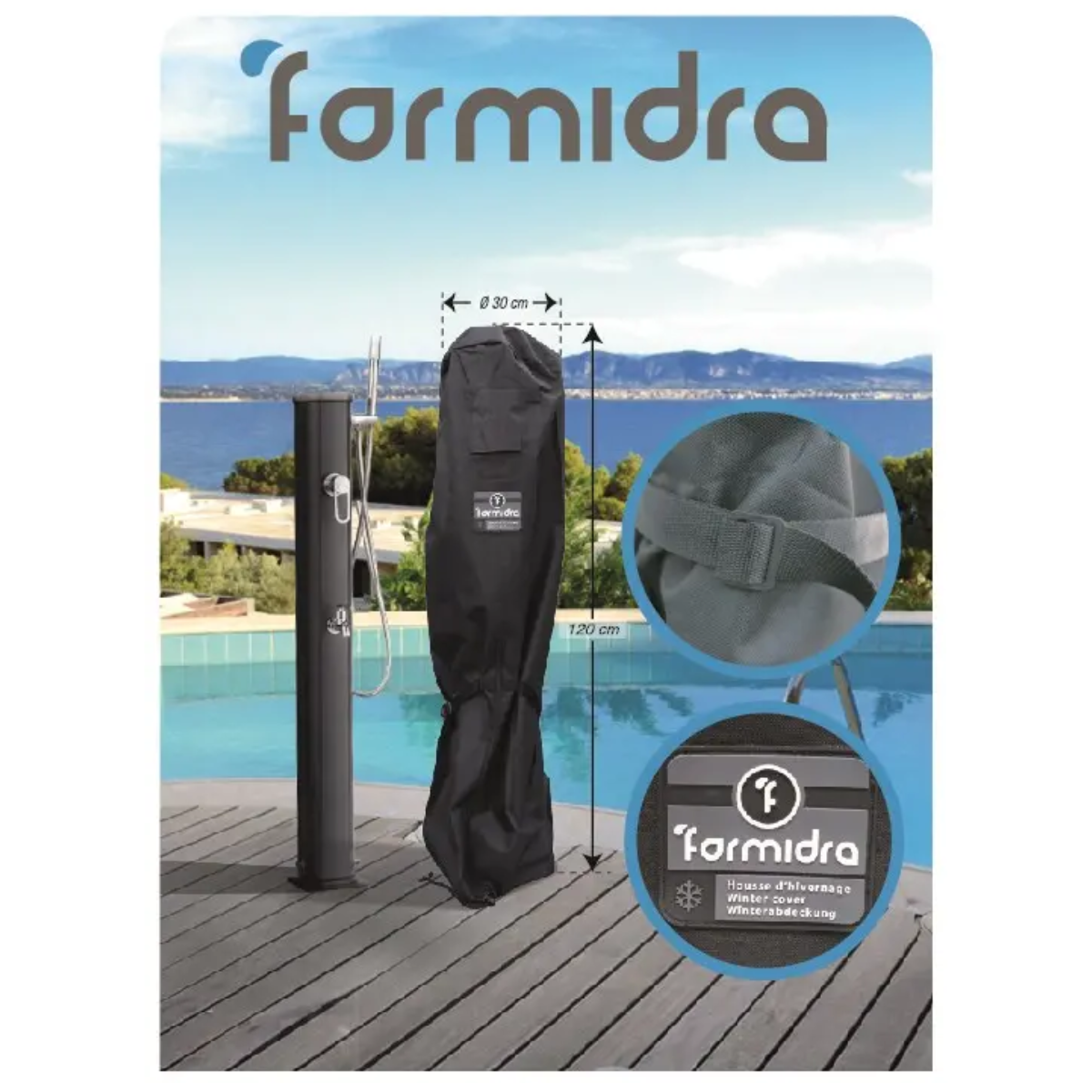 Formidra Wintercover für Solardusche Jolly GO max. Höhe 120cm | Farbe: Schwarz