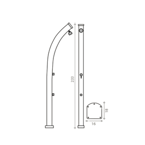 Formidra Jolly | Solardusche mit 33 Liter Tank | Edelstahlfarben | H: 233cm | mit Fußdusche