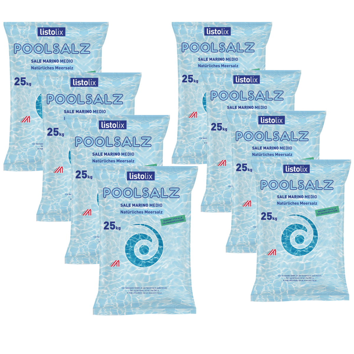 Meersalz - Poolsalz | 8 x 25kg Sack | Körnung 1-2mm | 200kg