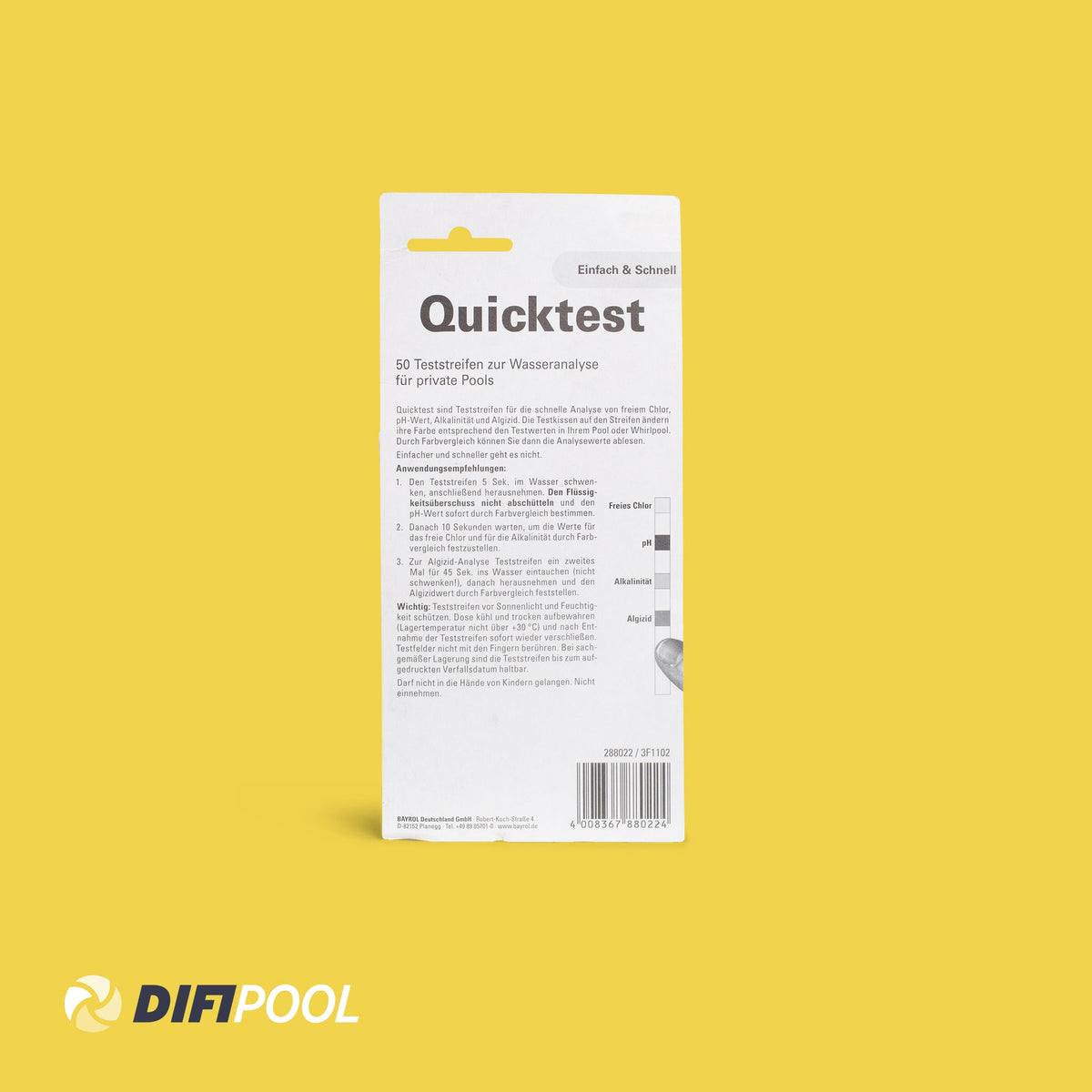 Bayrol Quicktest 5-in-1: pH, Chlor, Brom, TAC & Algizid | 50 Streifen
