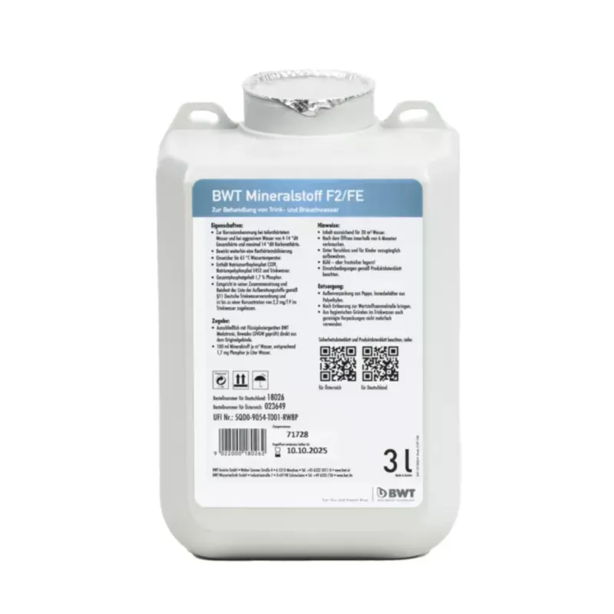BWT – Mineralstoff F/E für teilenthärtetes, aggressives Wasser – 3 l Box