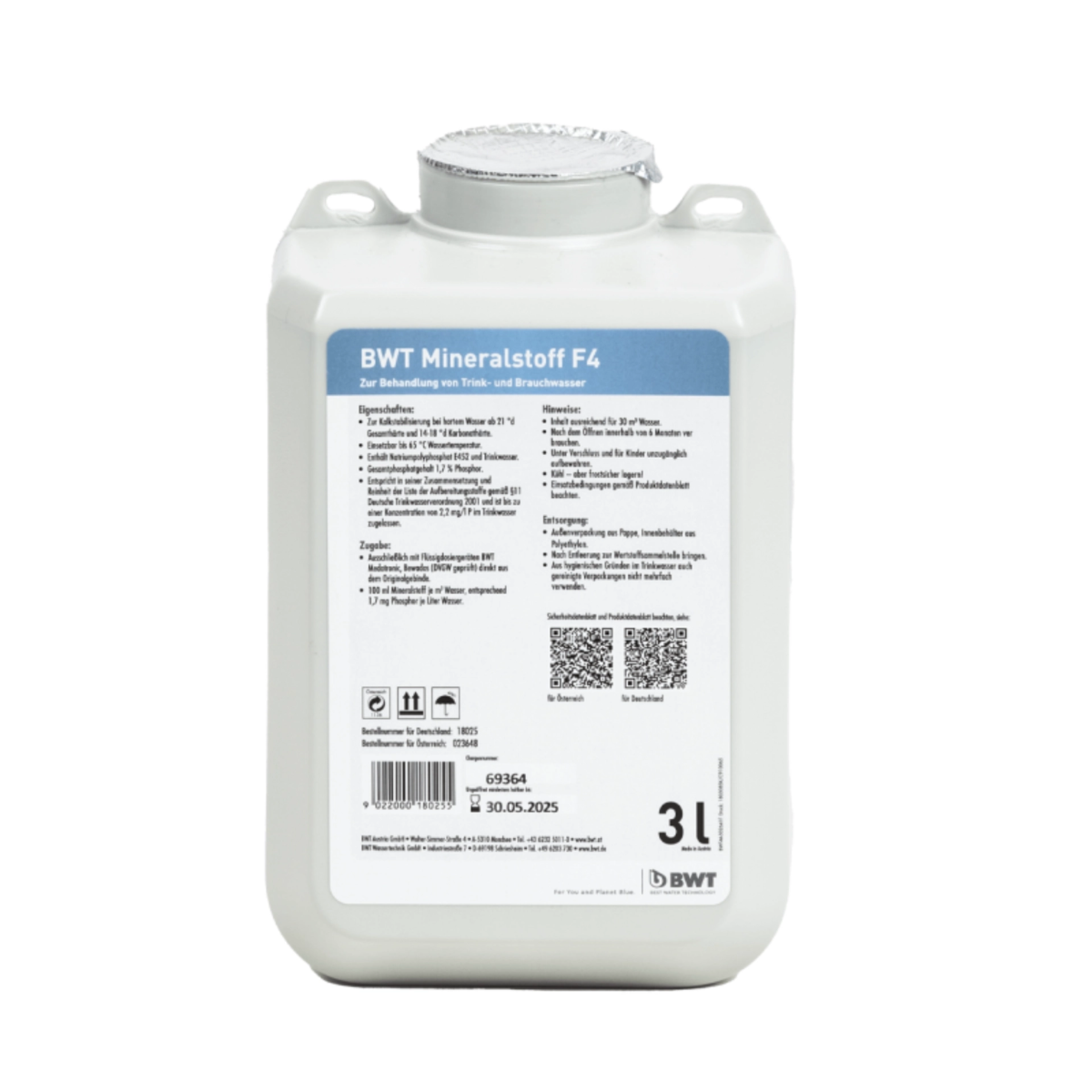 BWT – Mineralstoff F4 3 l Box für mittelhartes bis hartes Wasser – 1 Stück