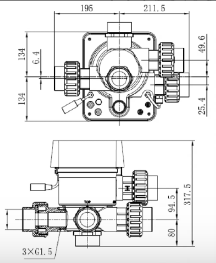 Aquagem iWash - automatisches 6-Wege Ventil für Poolfilteranlagen | ohne Batterie